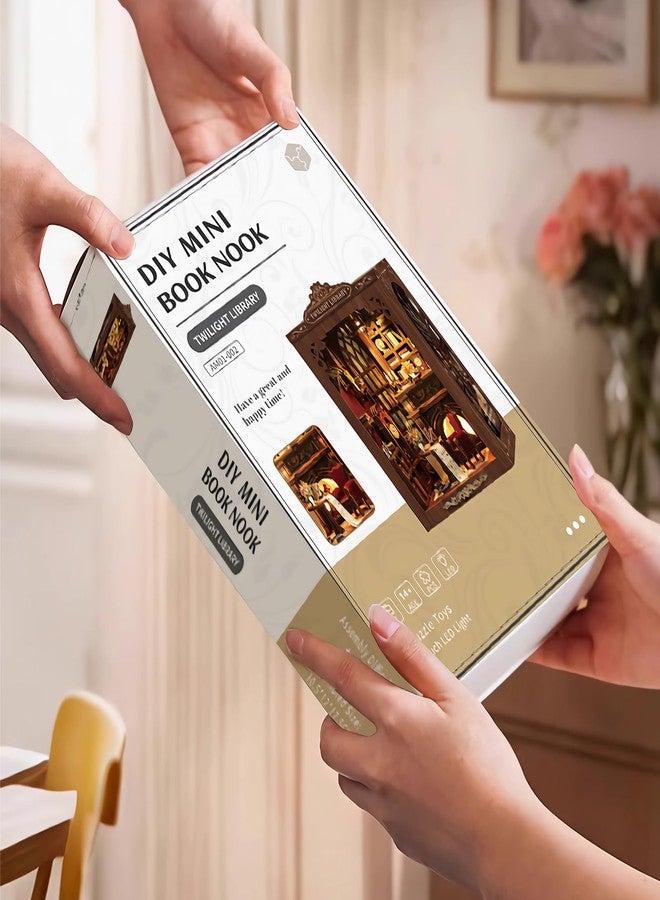 مجموعة AEVORA Book Nook Kits، ألغاز خشبية ثلاثية الأبعاد للكبار، مجموعة بيت الدمى المصغر، مجموعة بناء منزل مصغر، ديكور رف الكتب - هدية مثالية للعائلة والأصدقاء - Image 5